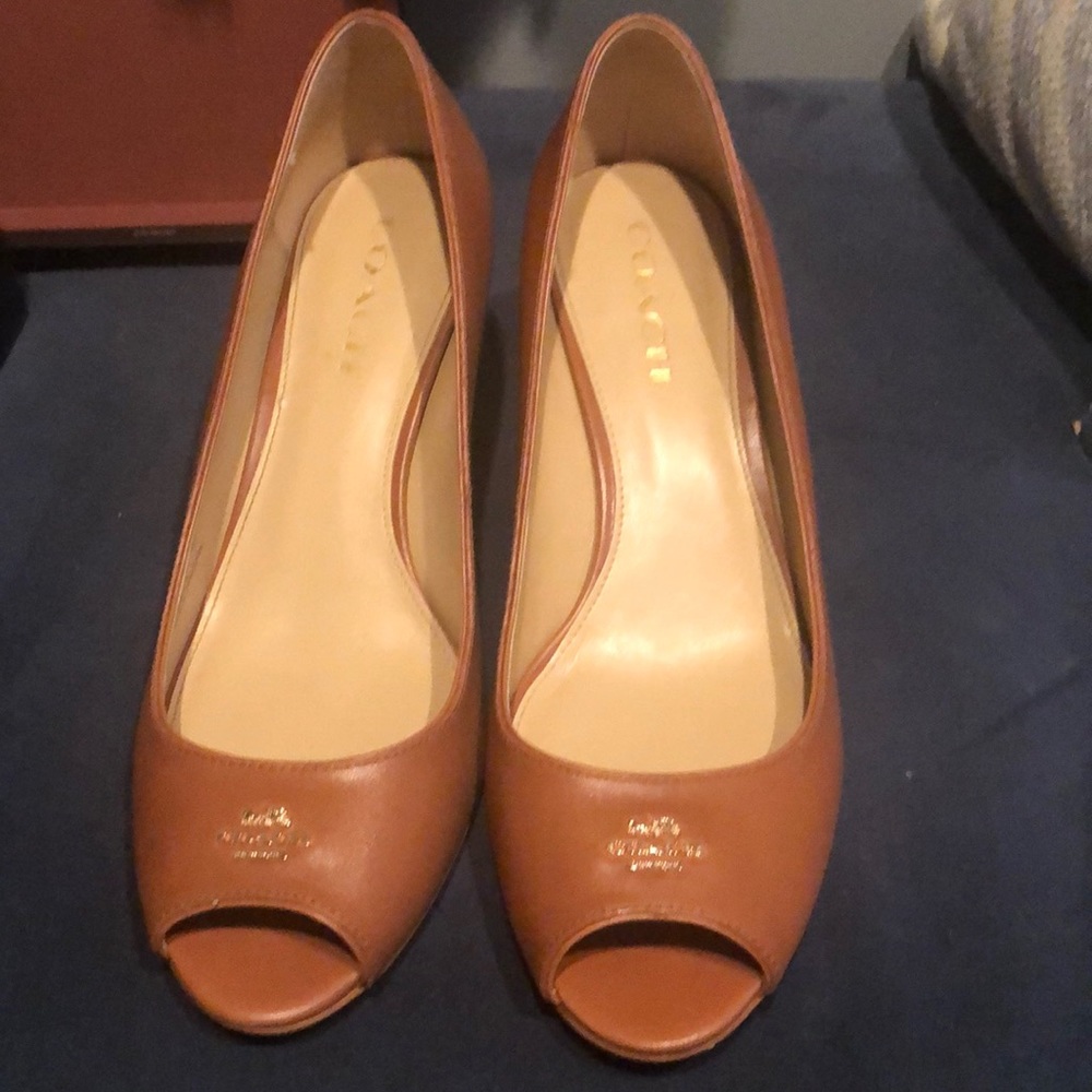 Coach Peep toe wedges